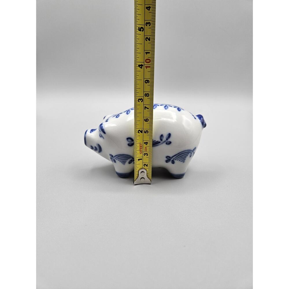 Blue And White Pig Figurine Open mouth Hand Painted Viana Do Castelo Portugal - Picture 8 of 9